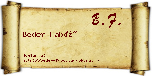 Beder Fabó névjegykártya